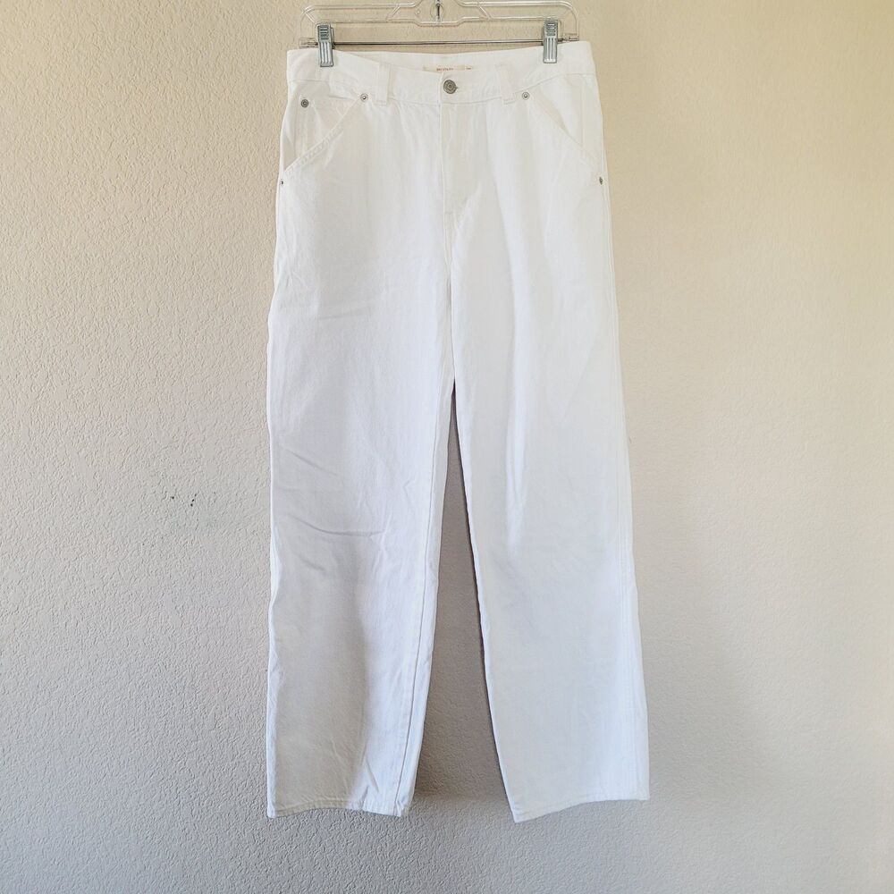 Levis Premium Dad Utility Jeans Womens 28 White High Rise Relaxed Straight 28x30